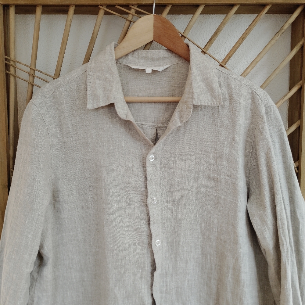 Crown Linen Designs Button Front Shirt / Size Large - Picture 3 of 9